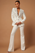 Juliette Embellished Blazer Suit Set - White