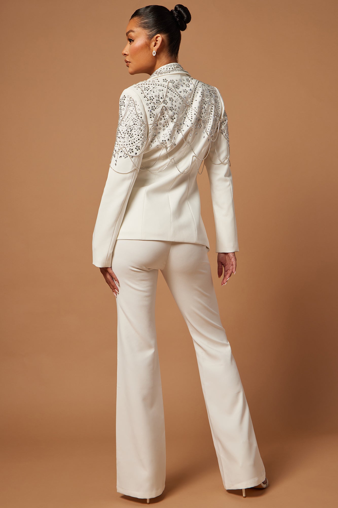 Juliette Embellished Blazer Suit Set - White