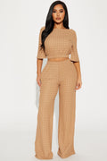 Day Plans Textured Pant Set - Taupe
