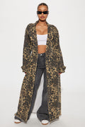 Destiny Leopard Denim Trench - Brown/combo