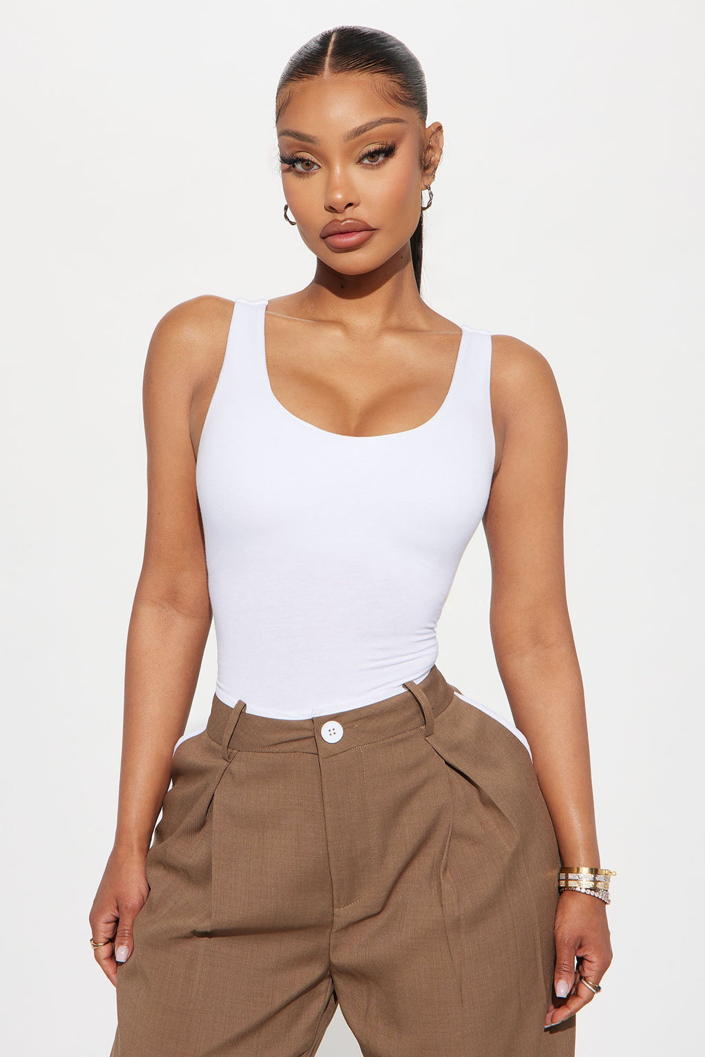 Jenna Double Lined Jersey Bodysuit - White