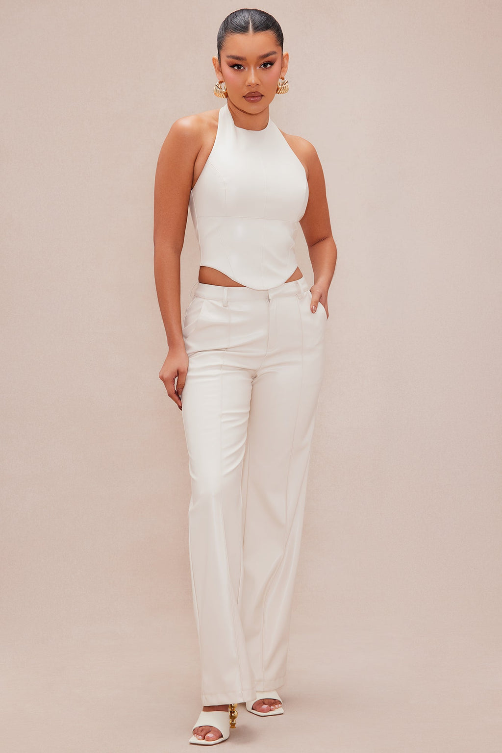 Naya Faux Leather Pant - Cream
