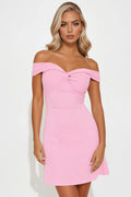 Eden Off Shoulder Mini Dress - Pink