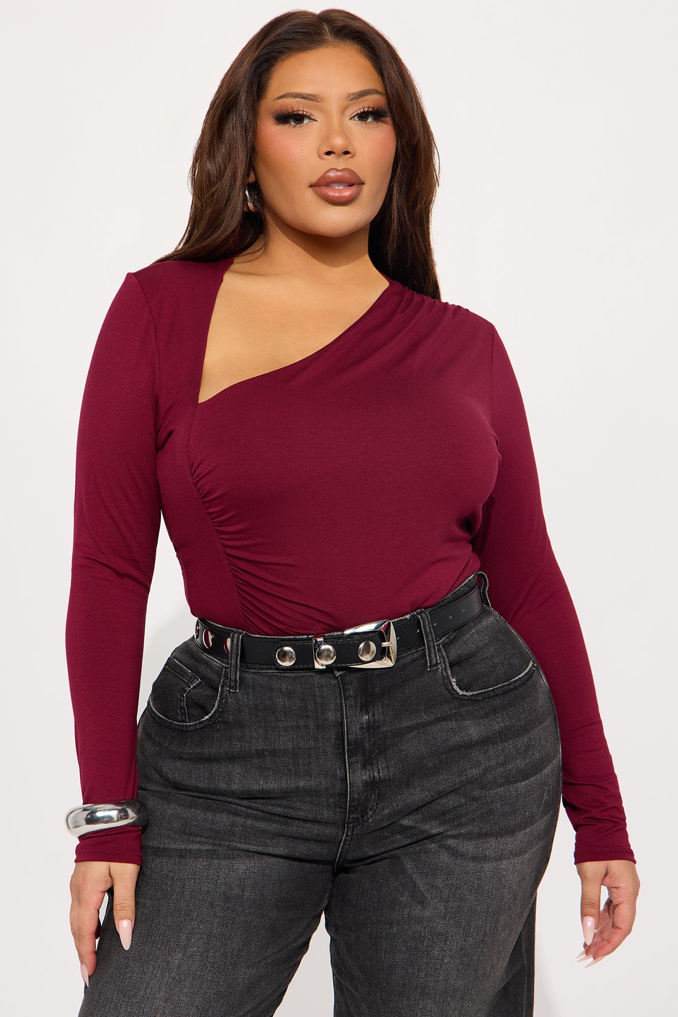 Lost Your Chance Ruched Top - Burgundy