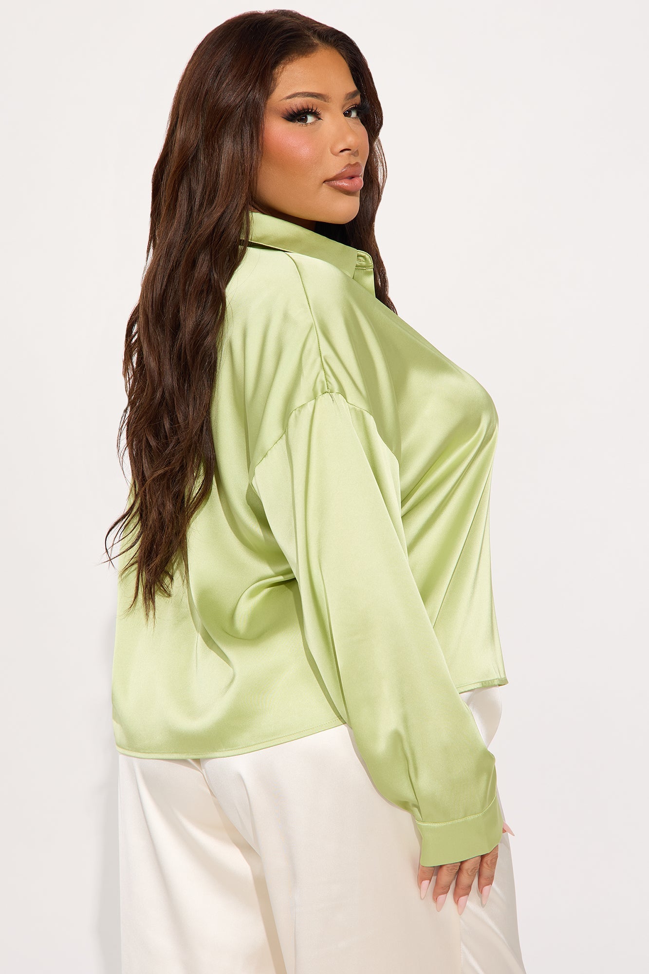 Ariel Satin Shirt - Green