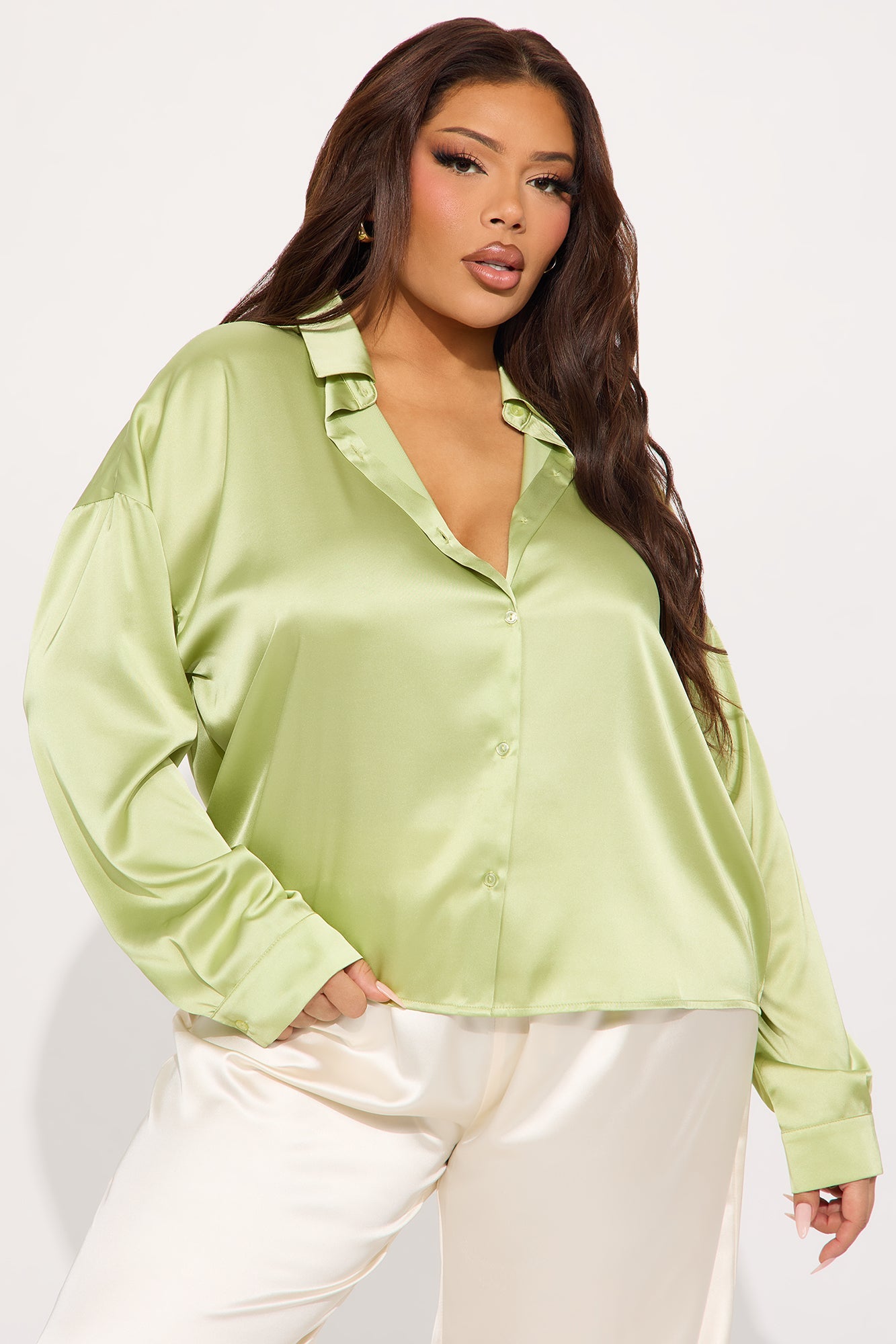 Ariel Satin Shirt - Green