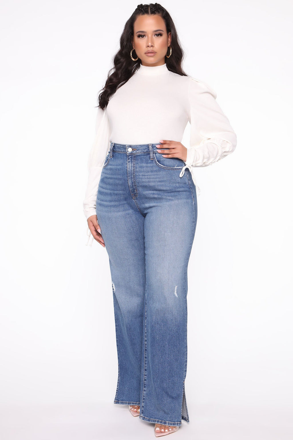 Killing 'Em Softly Side Split Jean - Medium Blue Wash