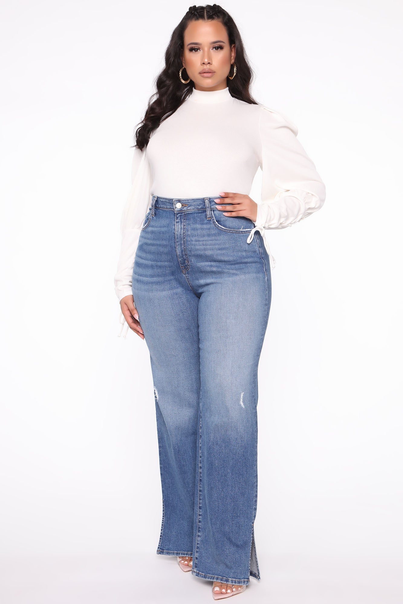 Killing 'Em Softly Side Split Jean - Medium Blue Wash