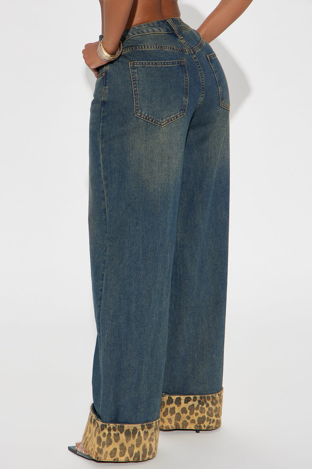 Prowling Around Non Stretch Cuffed Wide Leg Jeans - Vintage Wash