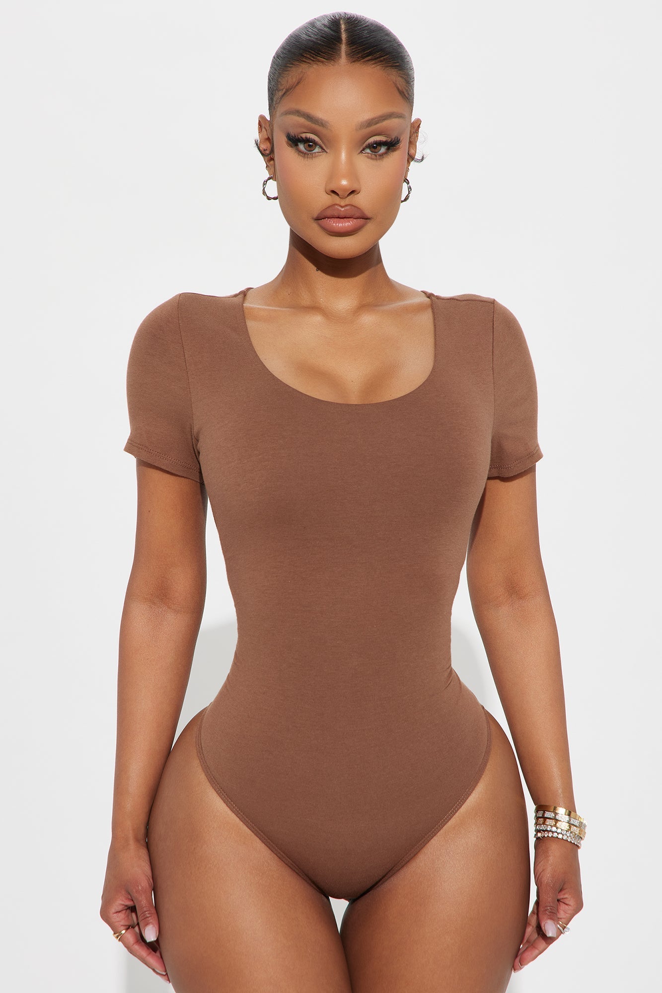 Veronica Double Lined Jersey Bodysuit - Chestnut