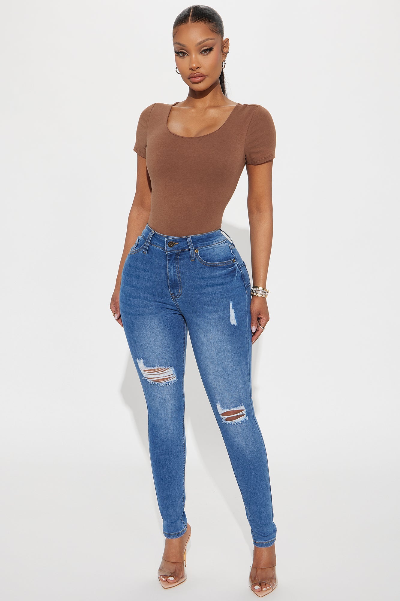 Veronica Double Lined Jersey Bodysuit - Chestnut