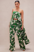 Kimoko Satin Pant Set - Green/combo