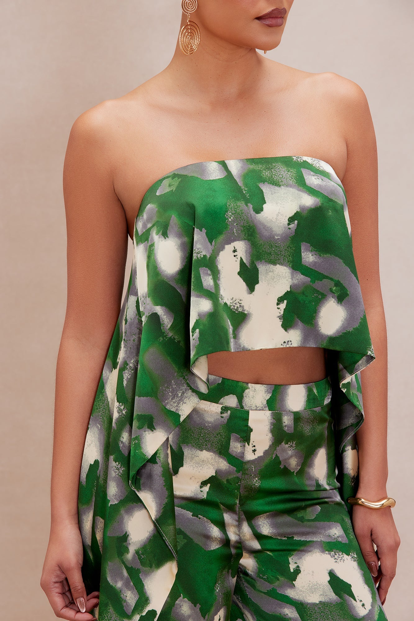 Kimoko Satin Pant Set - Green/combo