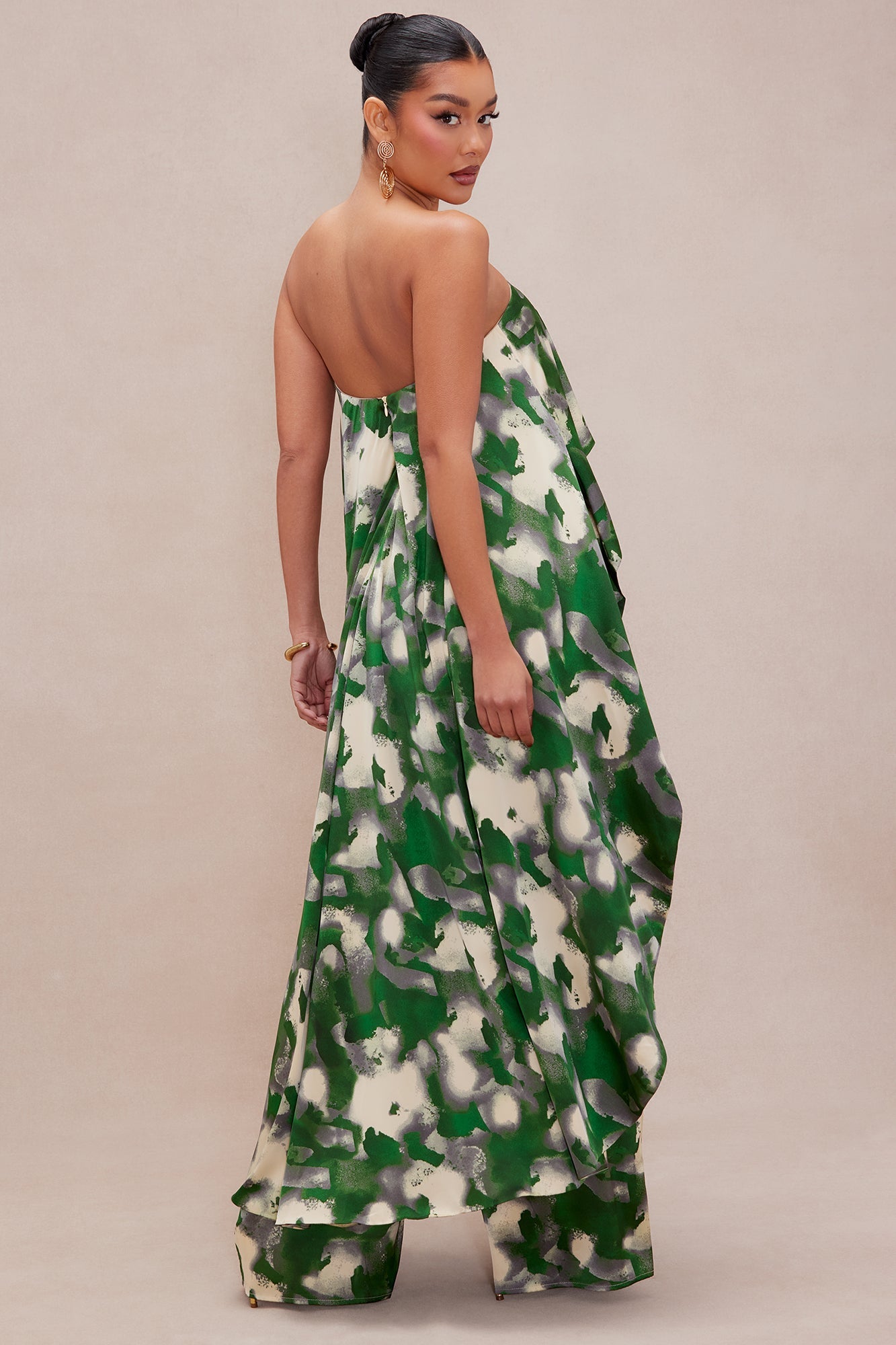 Kimoko Satin Pant Set - Green/combo