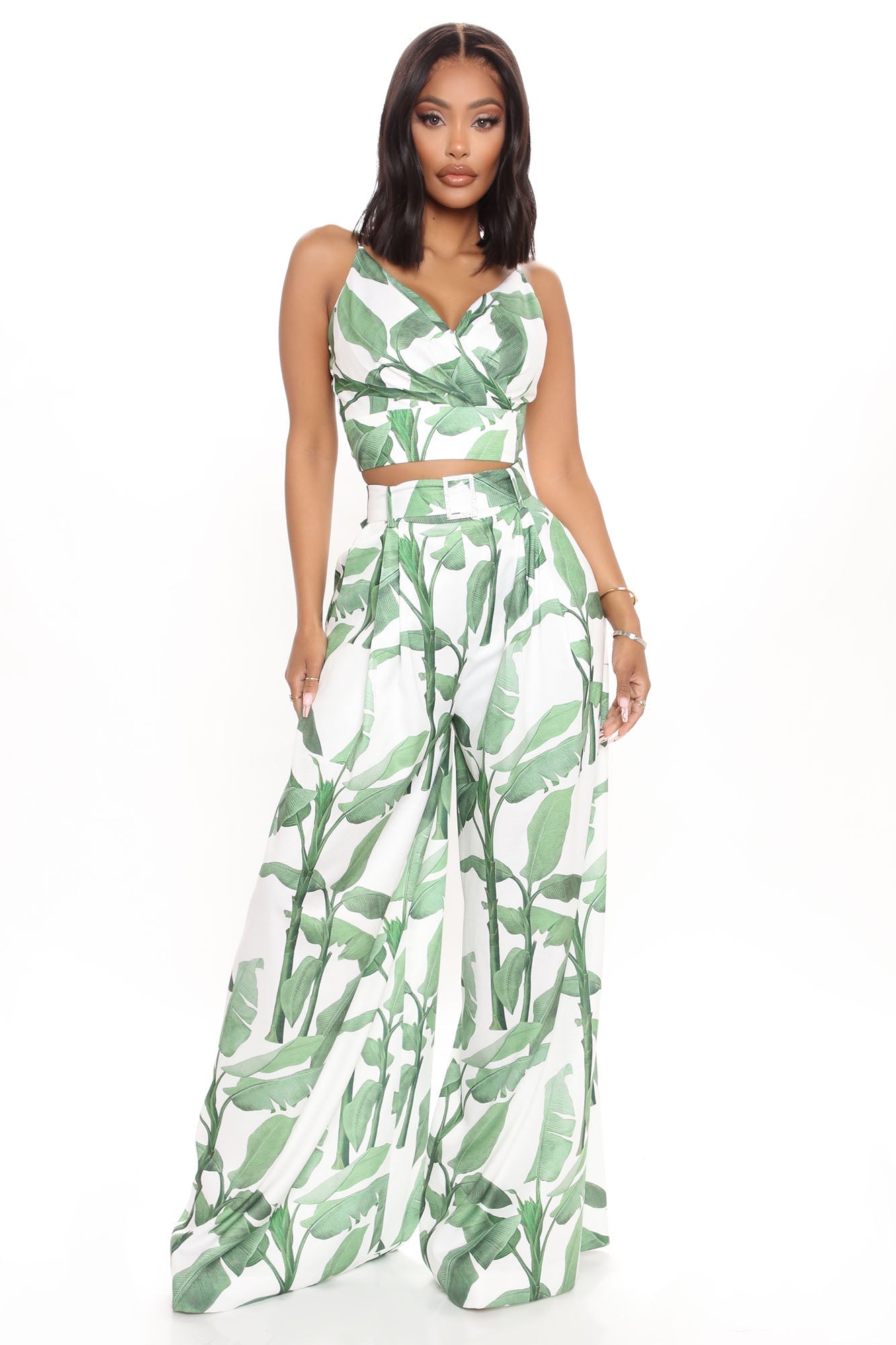 Ibiza Nights Tropical Pant Set - Green/combo