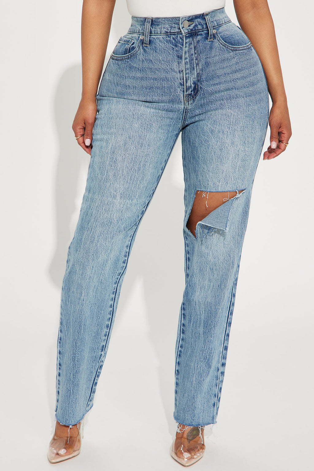 Catching Your Eye Stretch Straight Leg Jeans - Light Wash