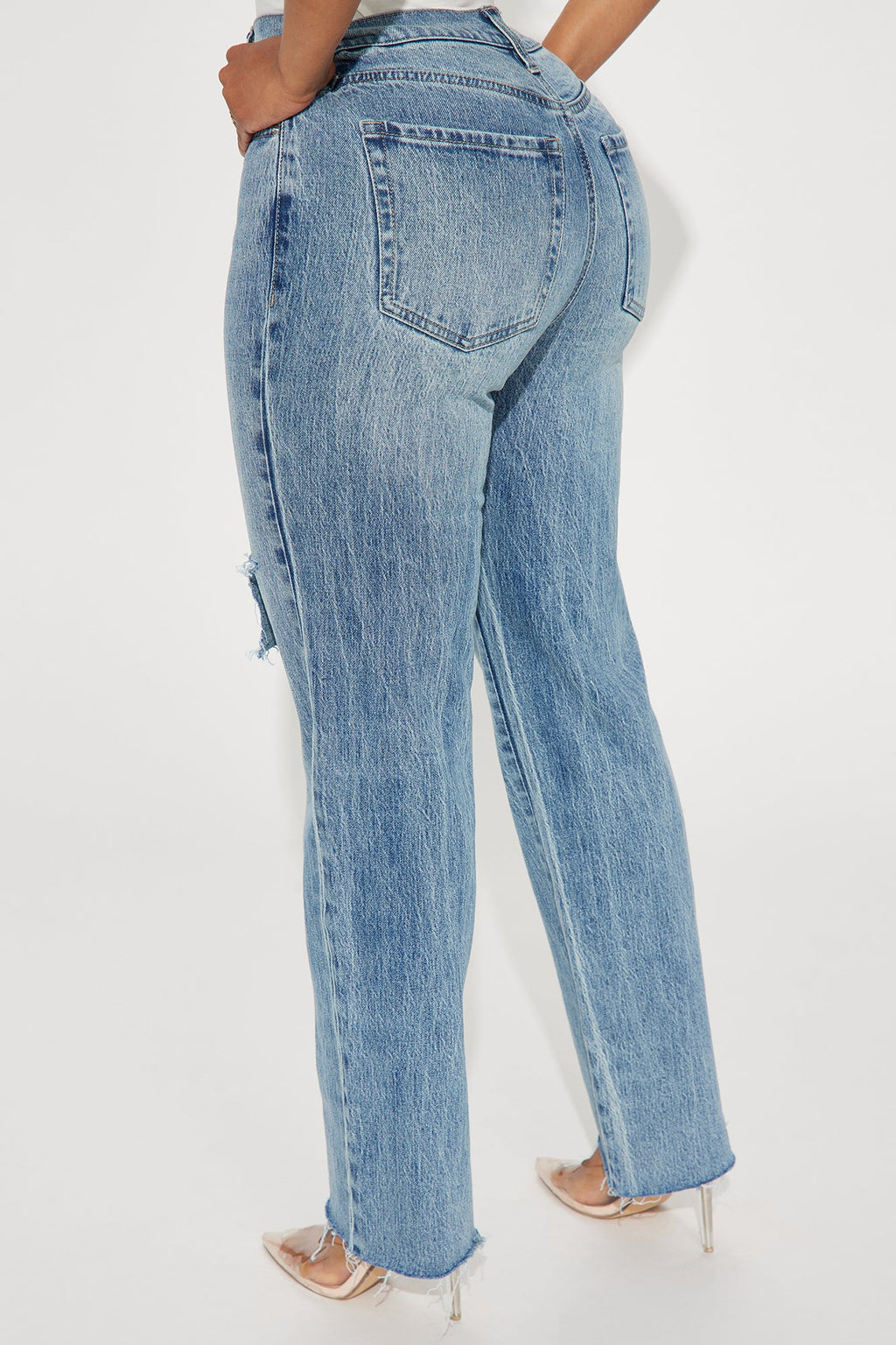 Catching Your Eye Stretch Straight Leg Jeans - Light Wash