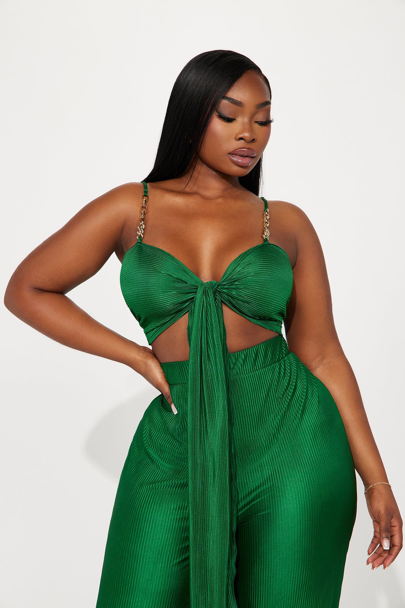 Royal Fantasies Plisse Pant Set - Hunter