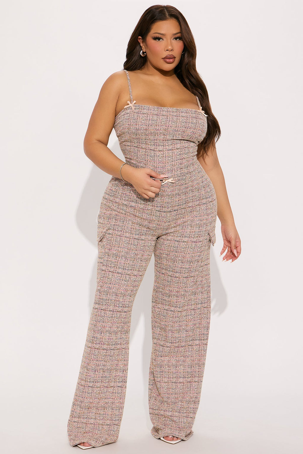Leila Tweed Pant Set - Pink/combo