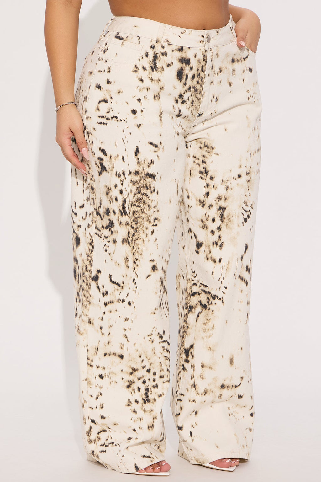Calexico Non Stretch Printed Wide Leg Jean - White/combo