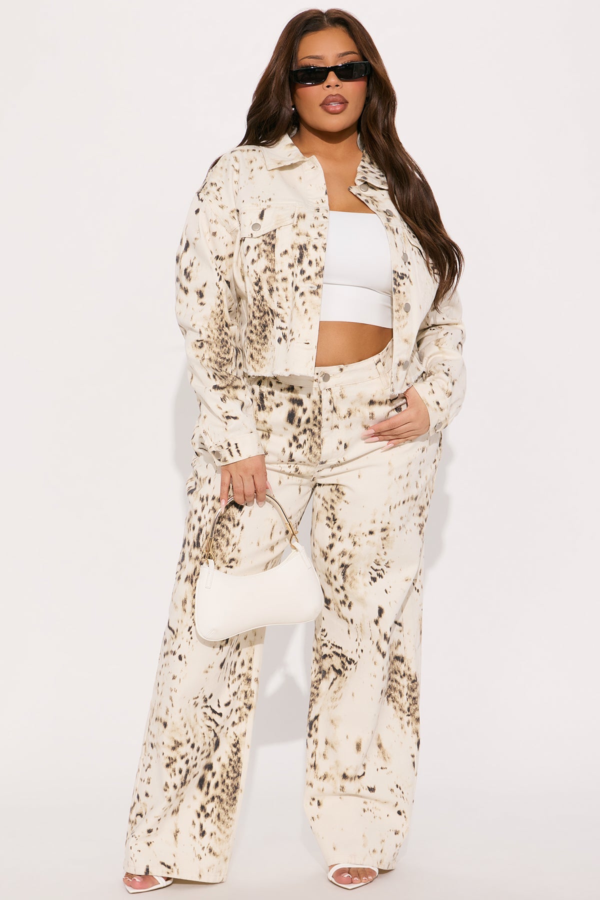 Calexico Non Stretch Printed Wide Leg Jean - White/combo
