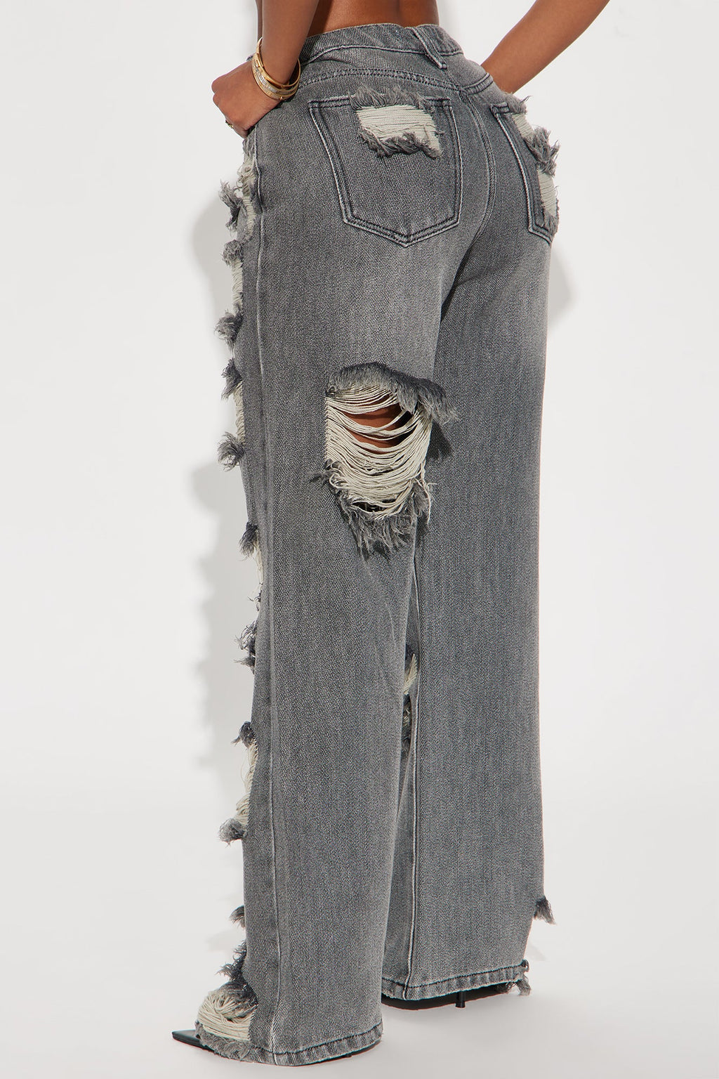 Marcelene Ripped Straight Leg Jeans - Grey