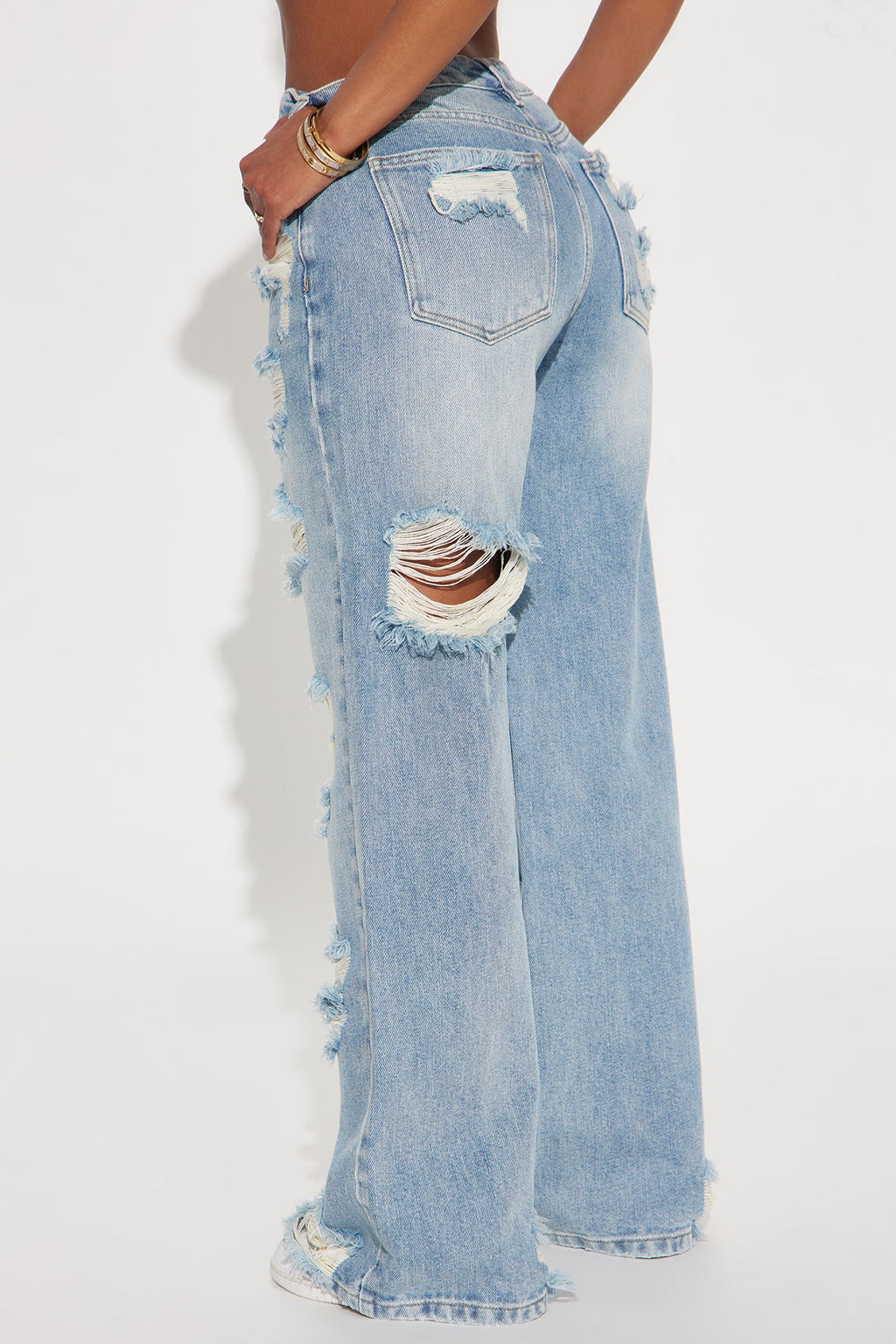 Marcelene Ripped Straight Leg Jeans - Light Wash