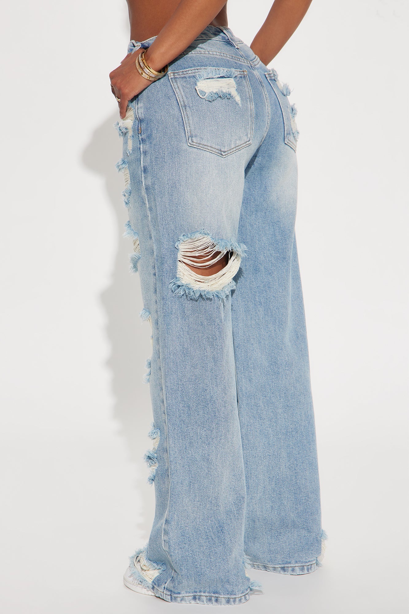 Marcelene Ripped Straight Leg Jeans - Light Wash