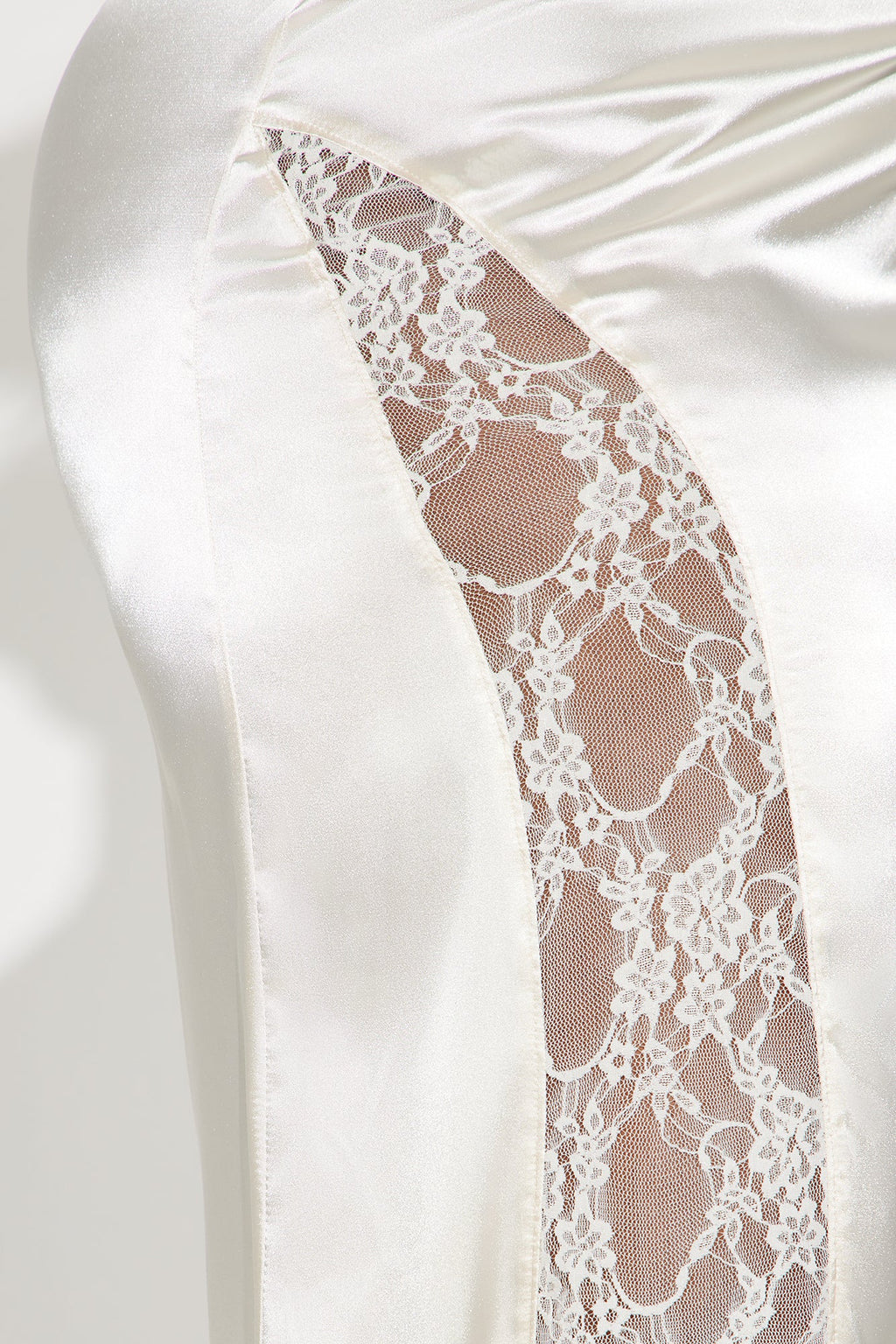 Kiss Me Goodbye Lace Trim Satin Skirt - Cream