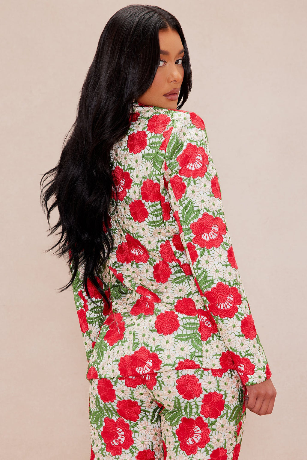 Isadora Embroidered Blazer - Red/combo