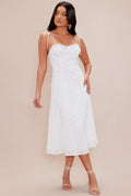 Reese Eyelet Midi Dress - White