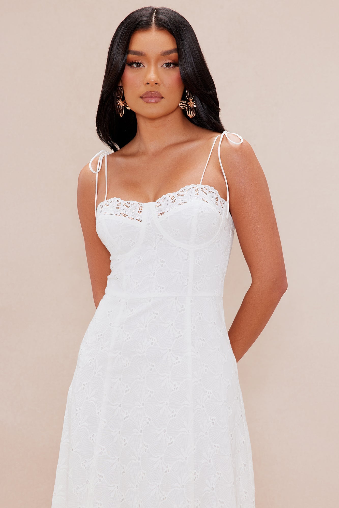 Reese Eyelet Midi Dress - White