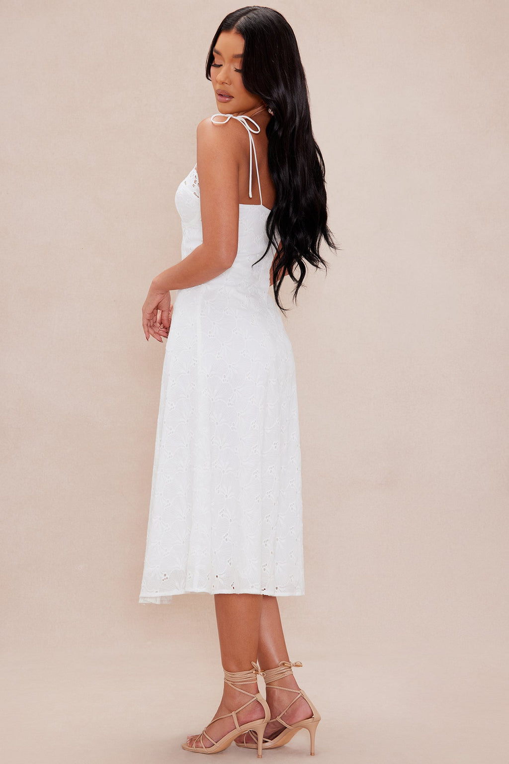 Reese Eyelet Midi Dress - White