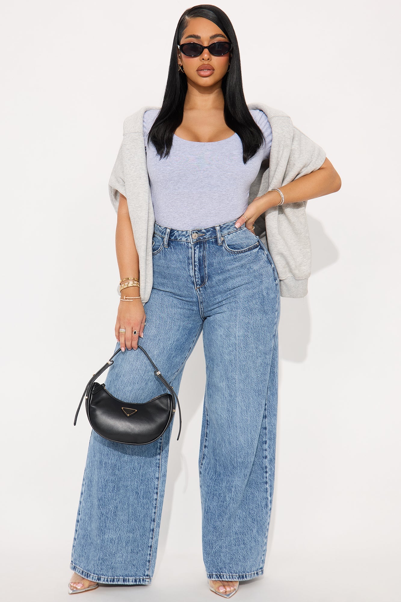 Veronica Double Lined Jersey Bodysuit - Heather Grey