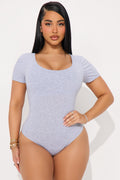 Veronica Double Lined Jersey Bodysuit - Heather Grey