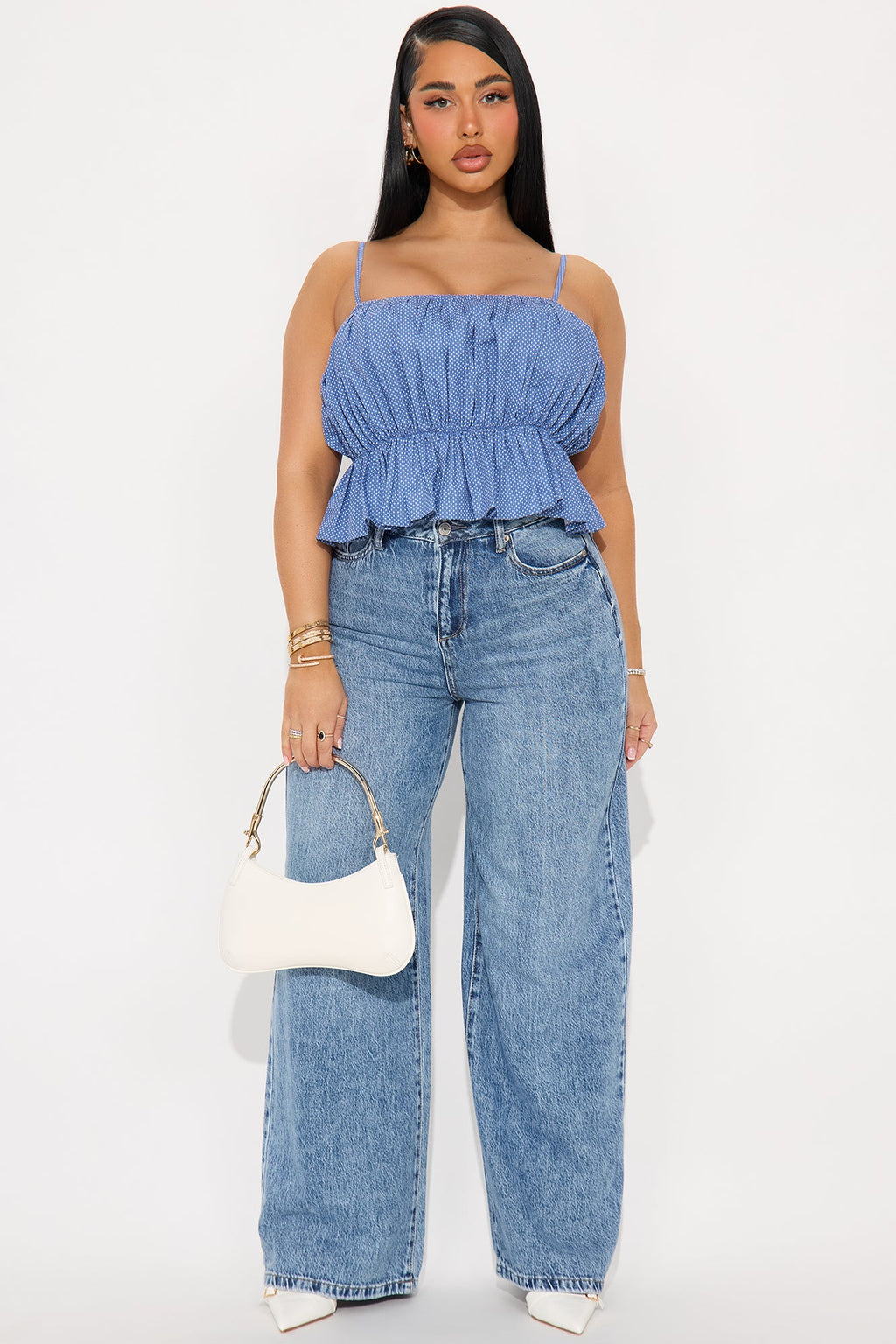 Idres Polka Dot Top - Blue/combo