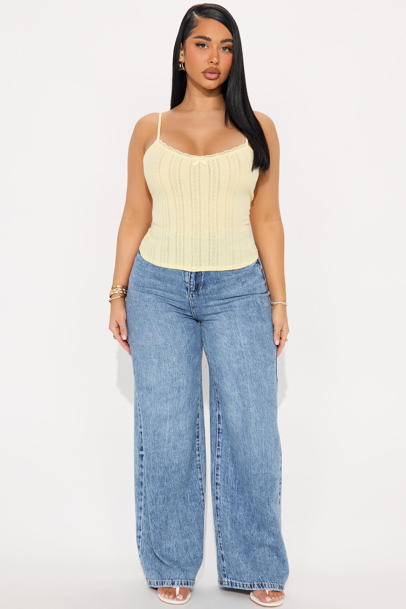 Chloe Lace Trim Cami - Yellow