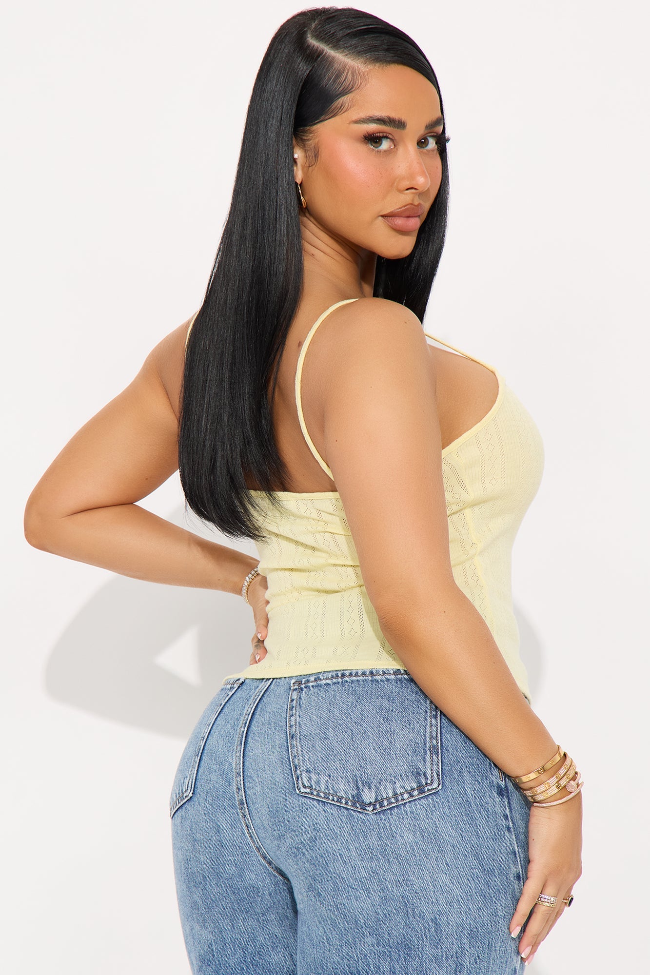 Chloe Lace Trim Cami - Yellow