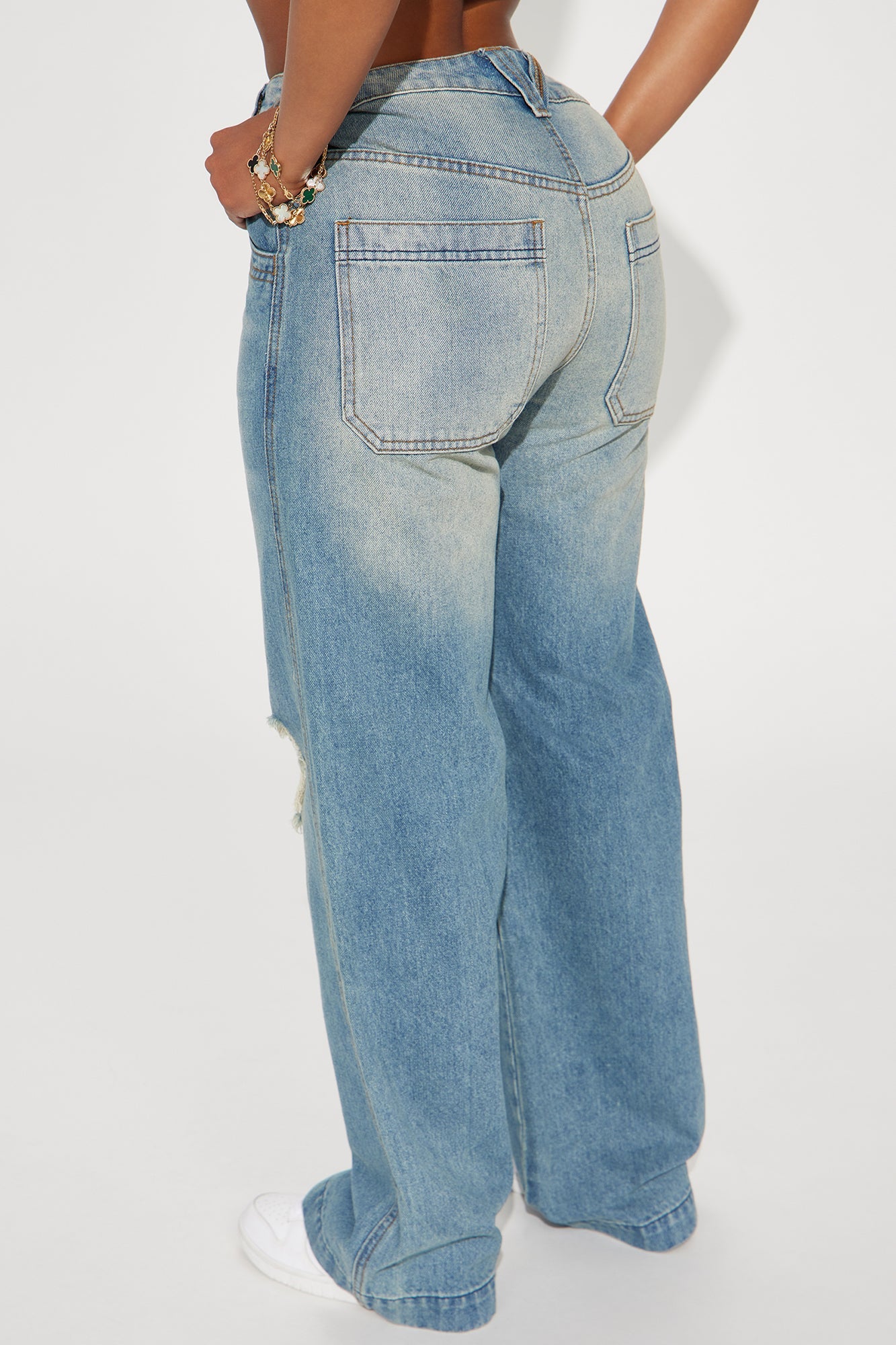 Drew Drop Waist Baggy Jeans - Medium Wash