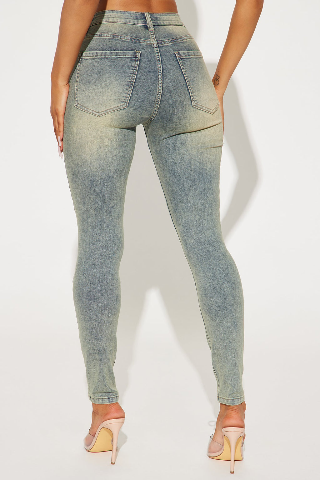 Don't Cross Me Lace Up Stretch Skinny Jeans - Vintage Wash