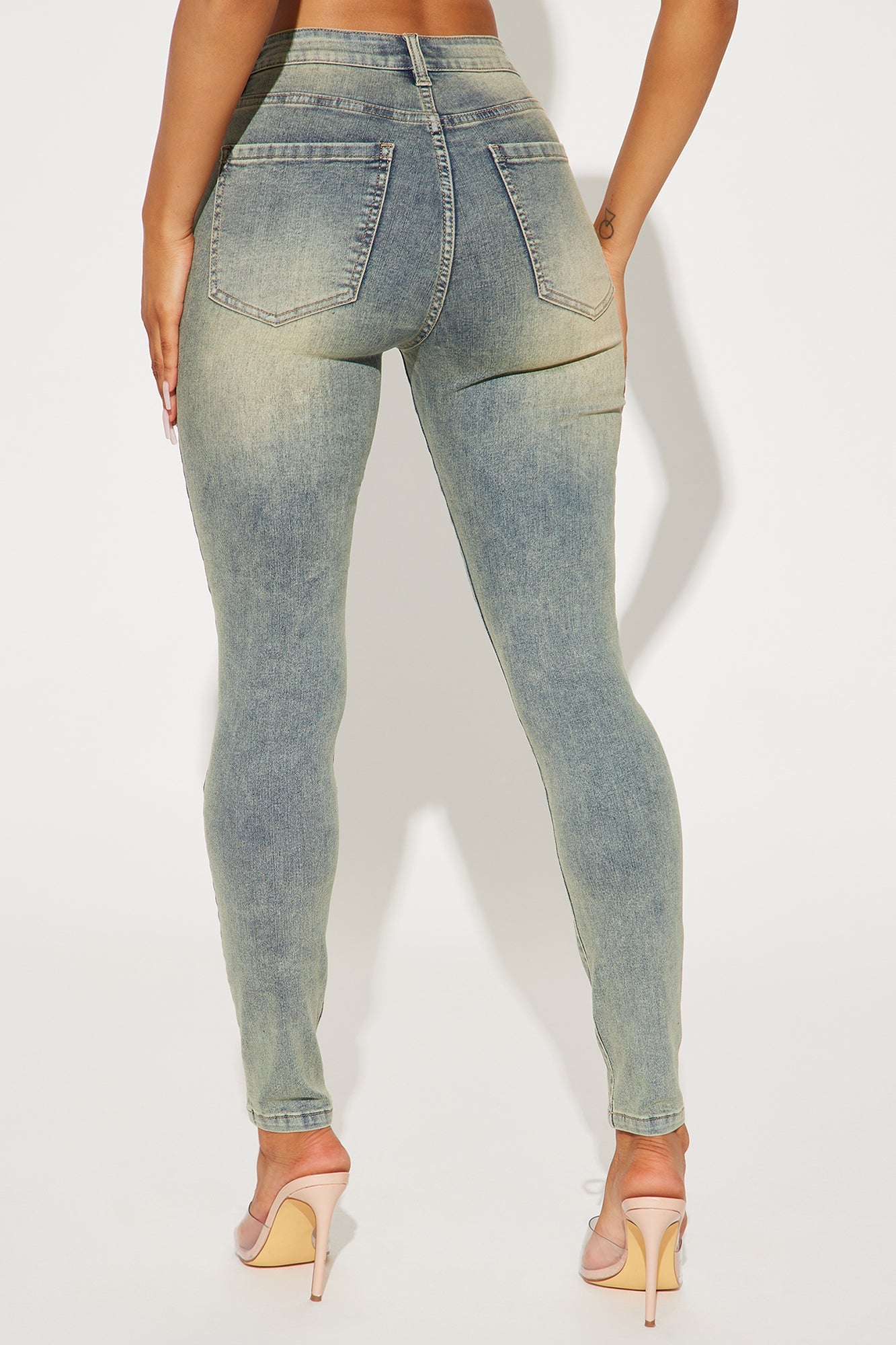 Don't Cross Me Lace Up Stretch Skinny Jeans - Vintage Wash