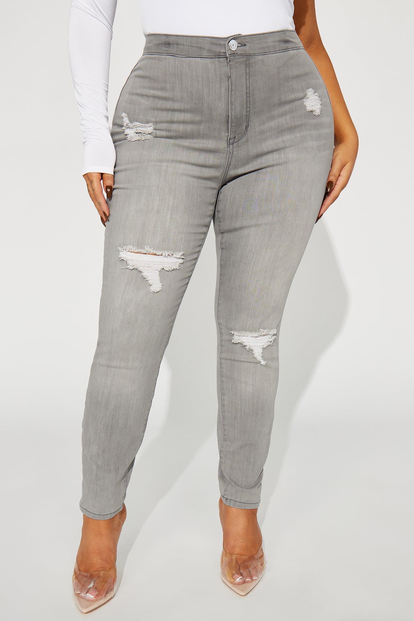 In The Night High Rise Skinny Jeans - Grey