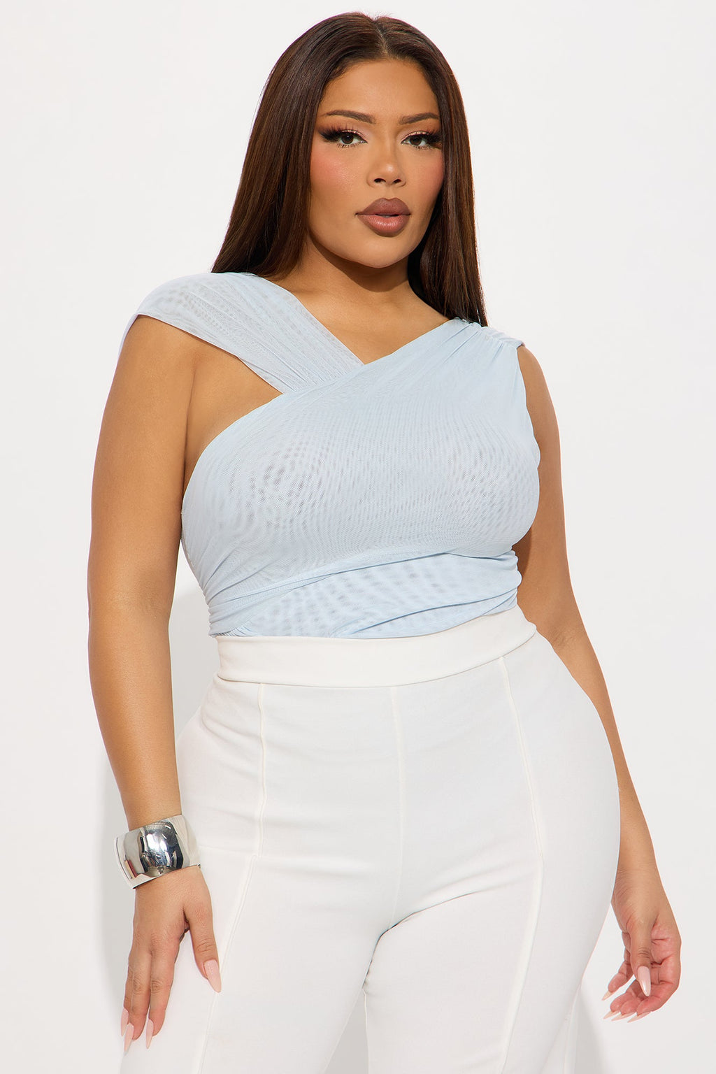 Kristen Mesh Bodysuit - Light Blue