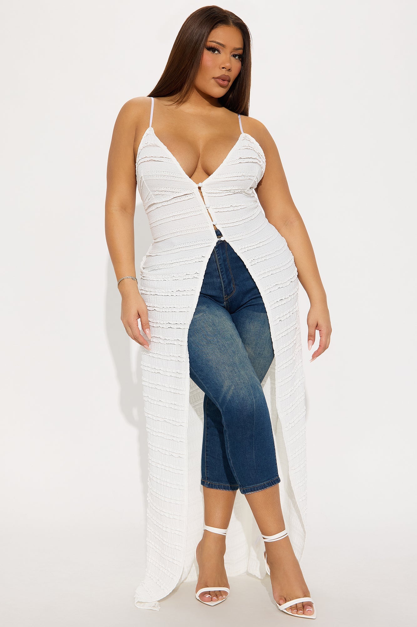 Summer Glow Ruffle Flyaway Maxi Top - Ivory