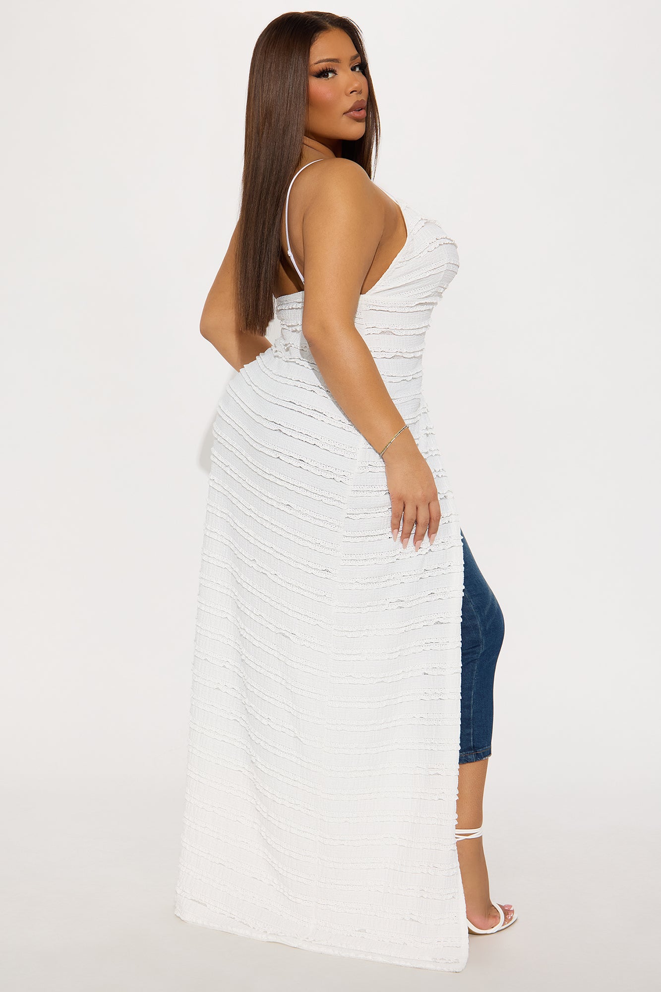Summer Glow Ruffle Flyaway Maxi Top - Ivory