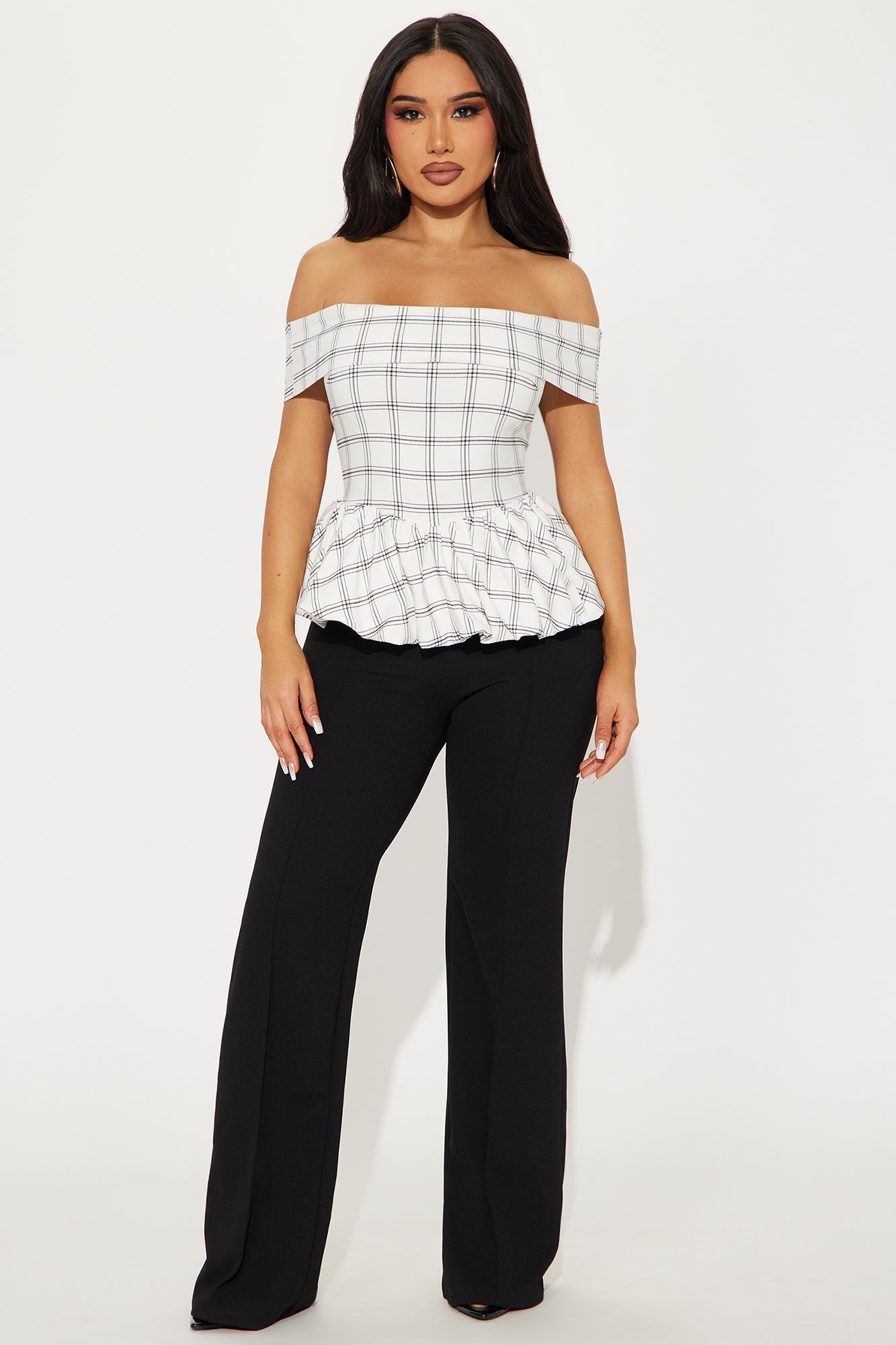 Plaid Princess Bubble Hem Top - White/combo