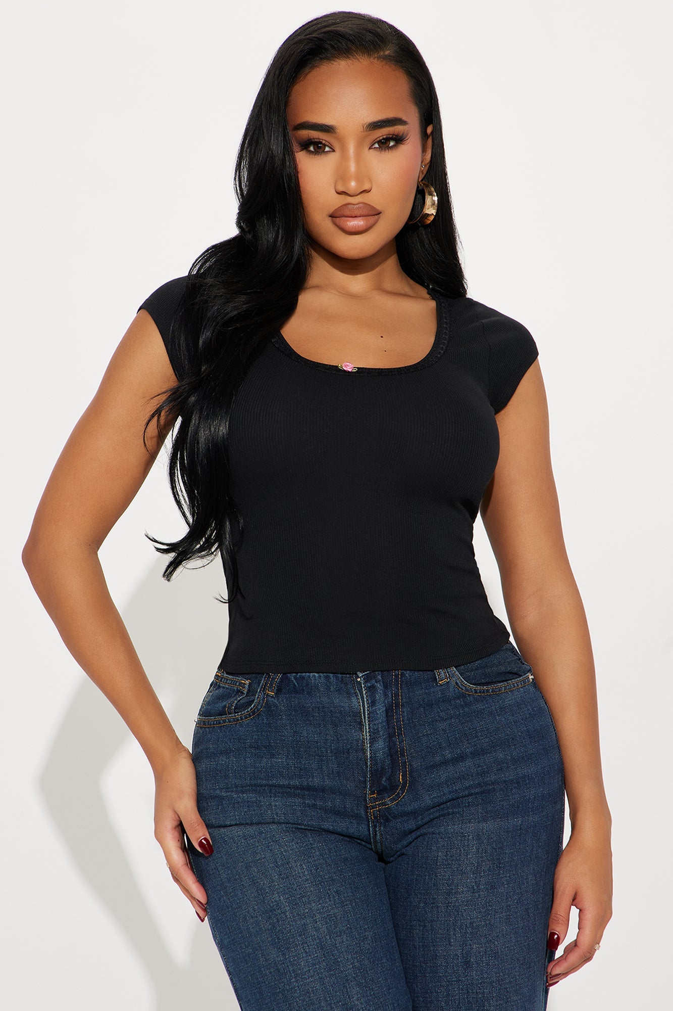 Adored By You Short Sleeve Top - Black