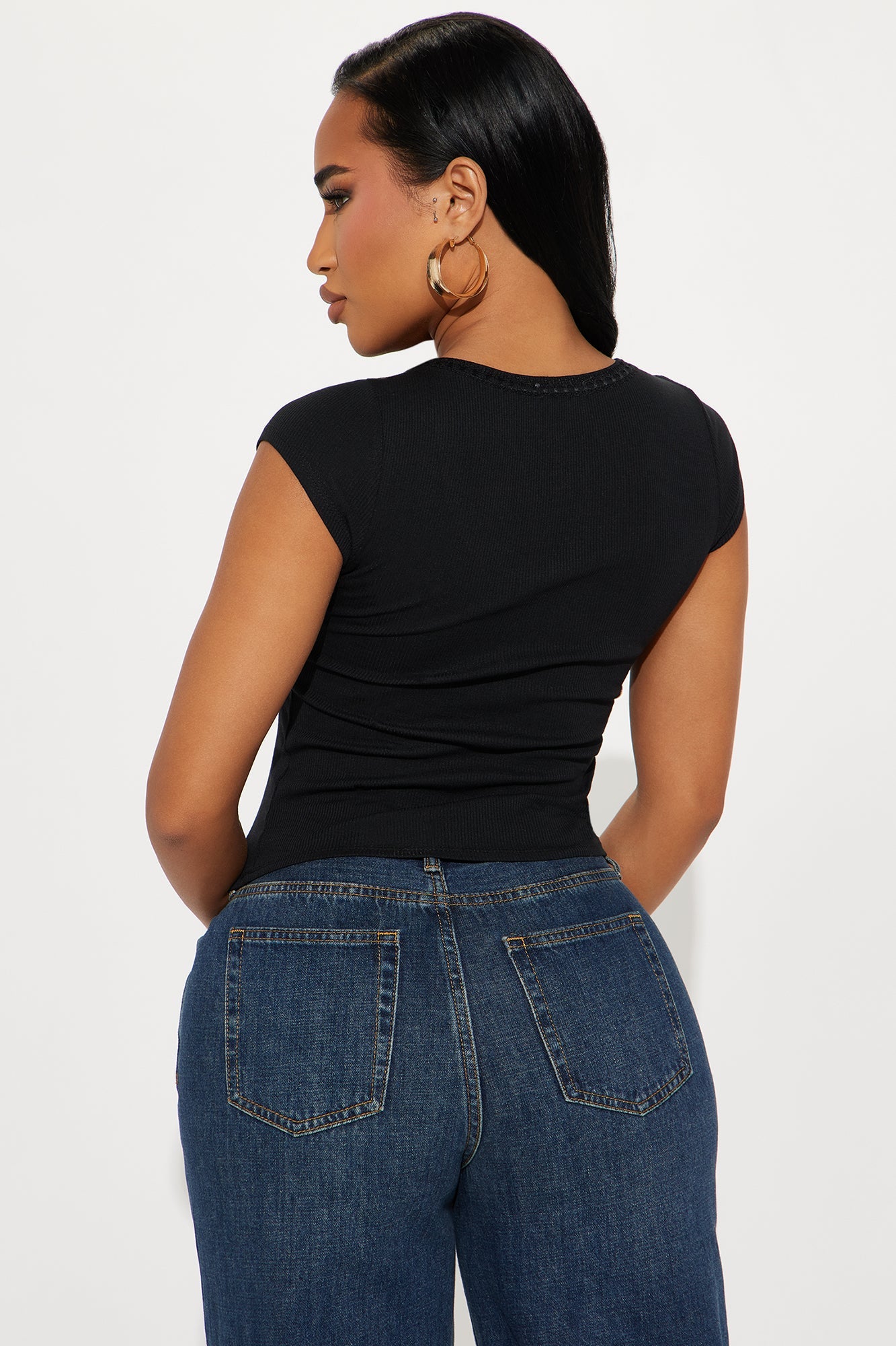 Adored By You Short Sleeve Top - Black