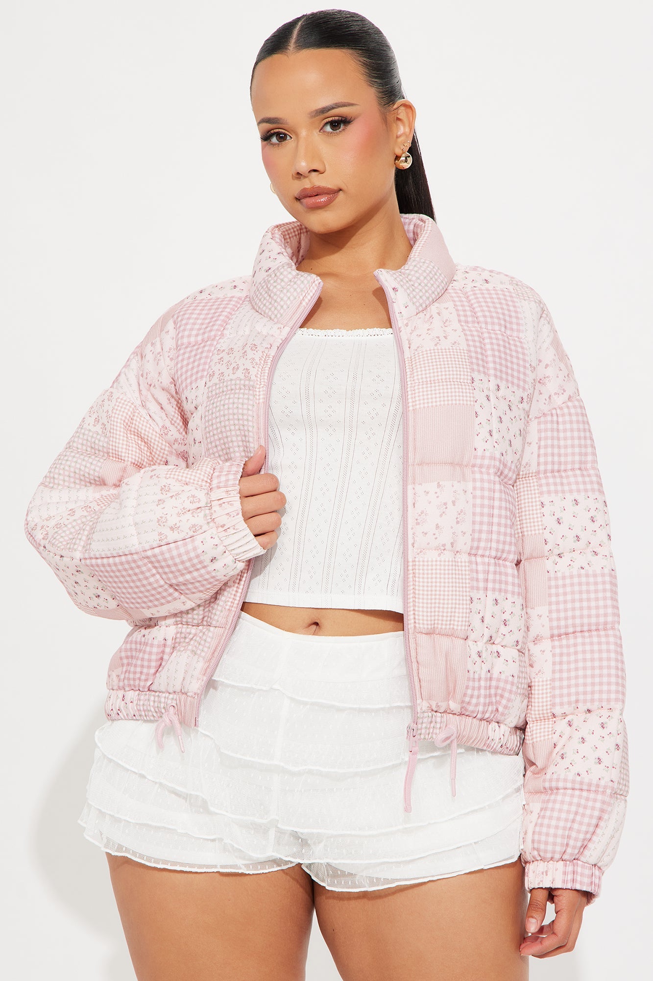 Danika Quilted Patchwork Jacket - Pink/combo