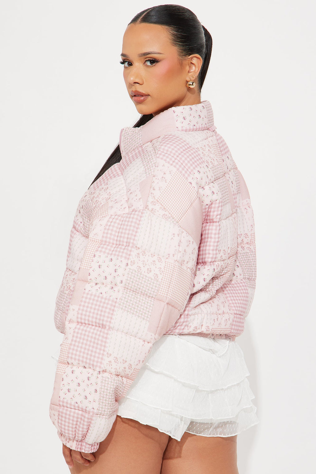 Danika Quilted Patchwork Jacket - Pink/combo